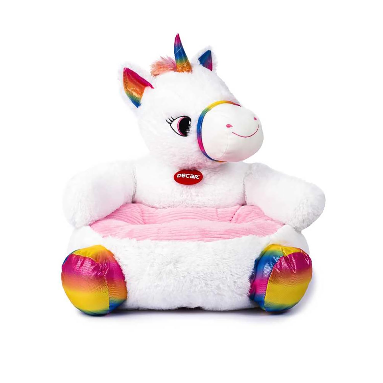 Poltroncina Unicorno Per Bambini - Sedia Peluche Morbida Per Cameretta | Rosa E Arcobaleno - Foto 5