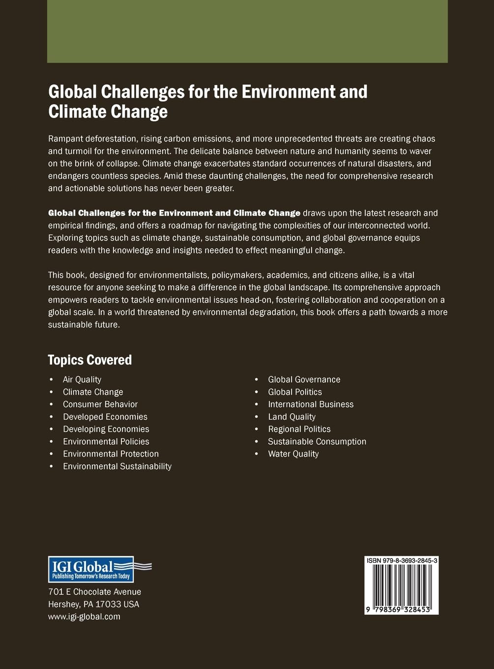 Global Challenges for the Environment and Climate Change