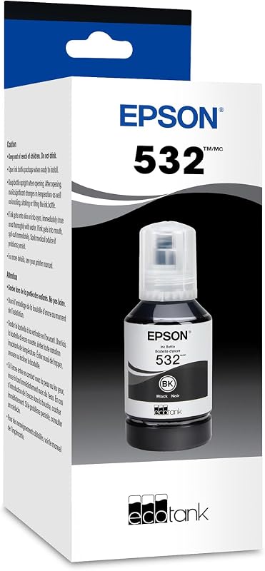 Botella de tinta EPSON 532 EcoTank de ultra alta capacidad negra (T532120-S) Funciona con ET-M2170, M3000, M3170, M1000, M1170