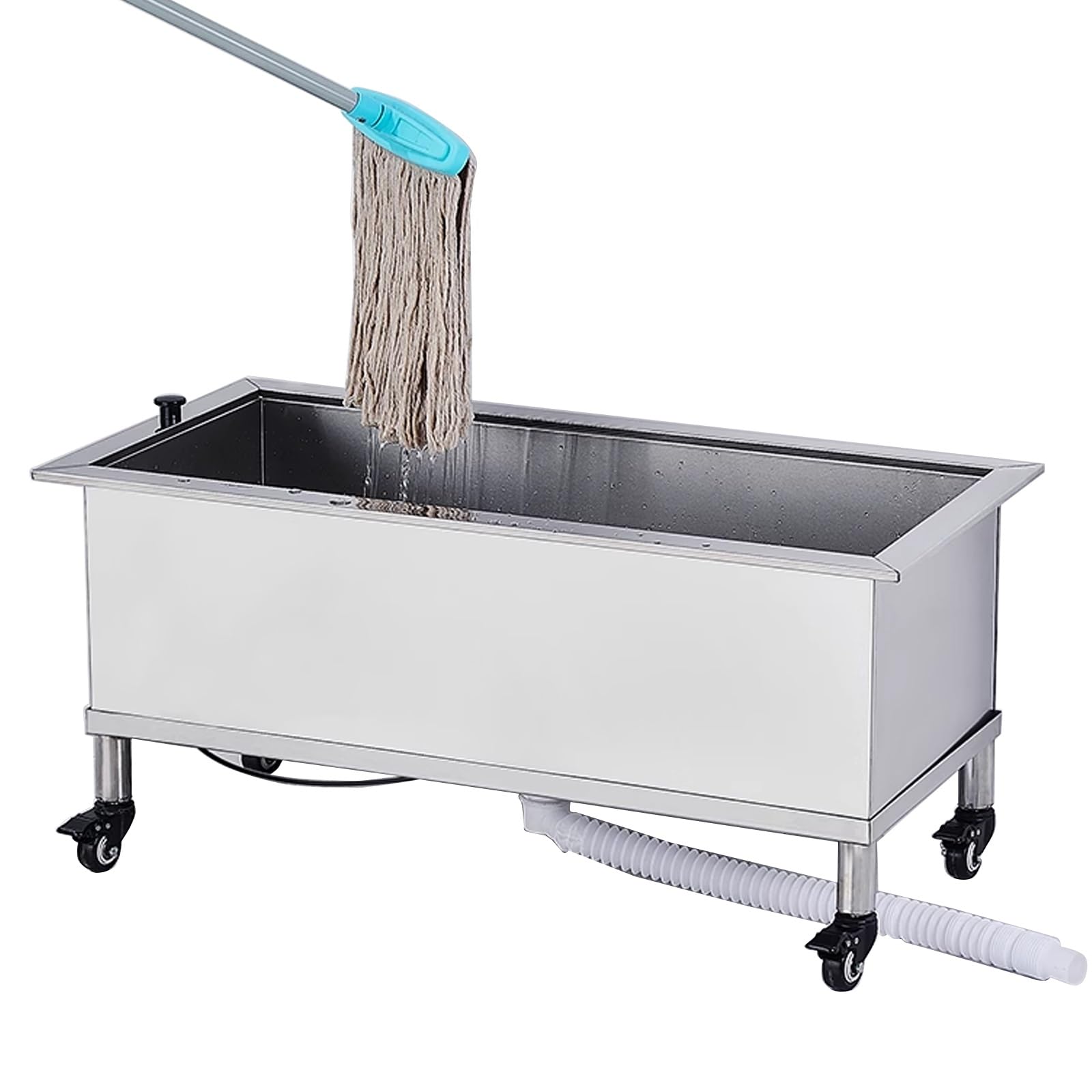 AYCDL Freestanding Commercial Mop Sink with Casters Indoor/Outdoor Utility Basin for Laundry Room & Garage OneTouch Drain 45x93cm,45x93cm/17.7x36.5in