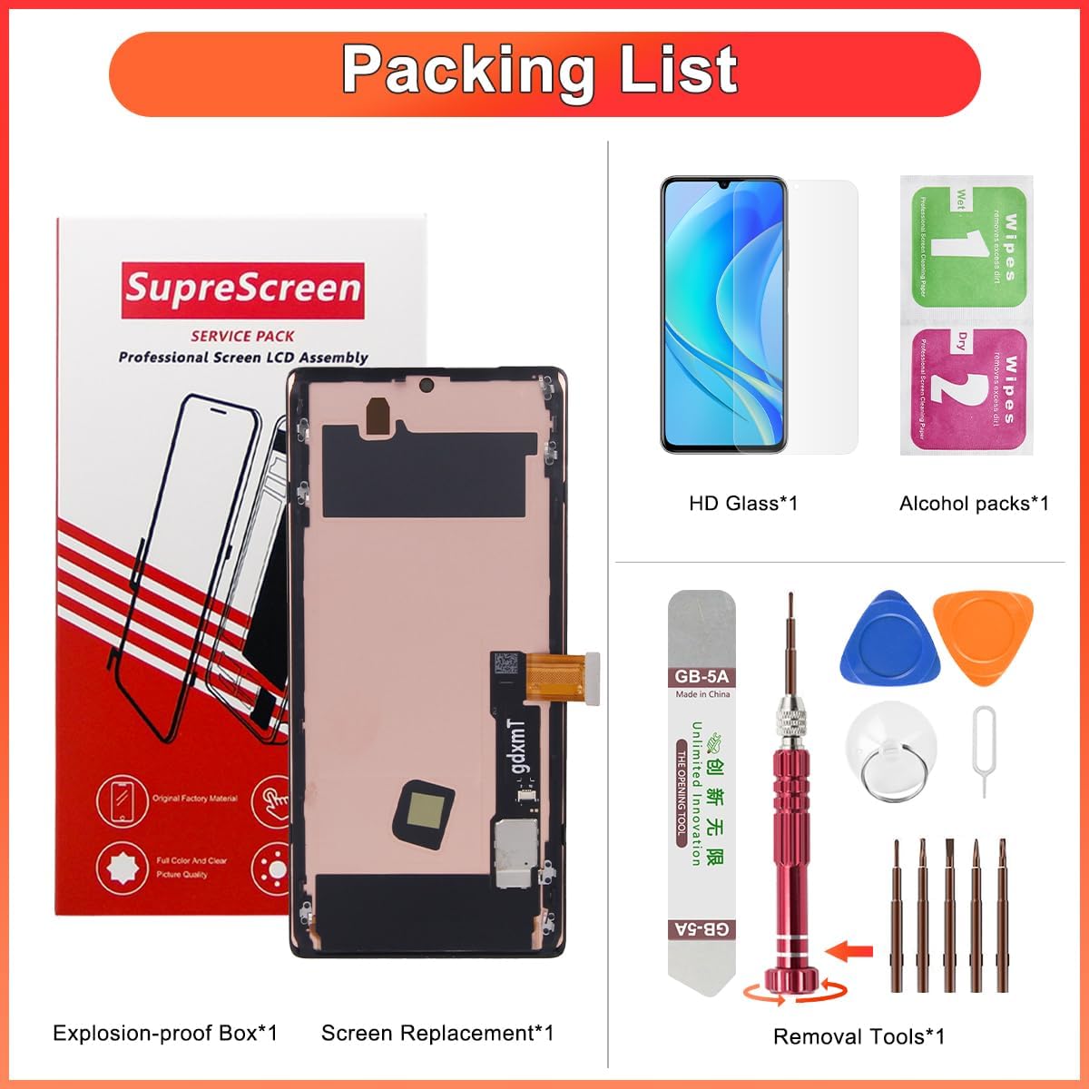 OLED for Google Pixel 6 Pro Screen Replacement with Frame Pixel 6 Pro Screen Replacement G8VOU GLUOG LCD Display digitizer Touch Screen Assembly with Tools 6.7 "（with Fingerprint Function