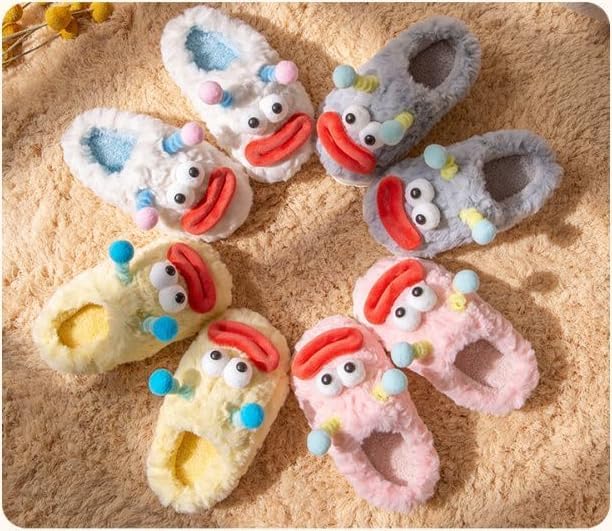 Cute Kawaii Multi Colored Big Lips Plush Fuzzy Soft Warm Fluffy House Slippers for Women Anti-Slip Rubber Sole Slides - Image 4