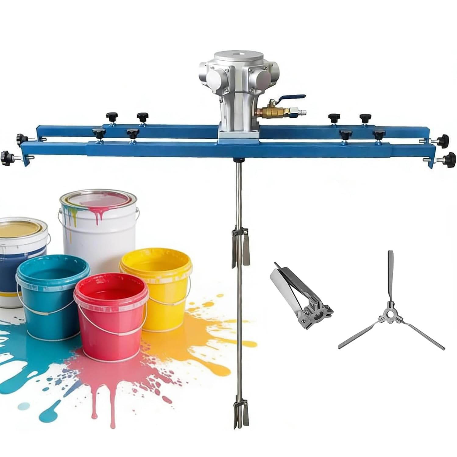 SBCGFY Pneumatic Paint Mixer, Air Agitator For 250 Gallon Ibc Containers, Bracket Mixer With Folding Propellers, No-Load Rpm 0-1300, Paint Stirring Tool