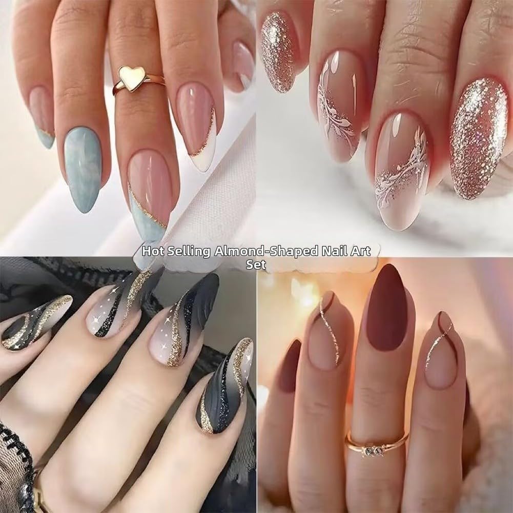 Uñas Postizas Almendra 24uds Largas con Gel Uñas Postizas Almendra(AW330)