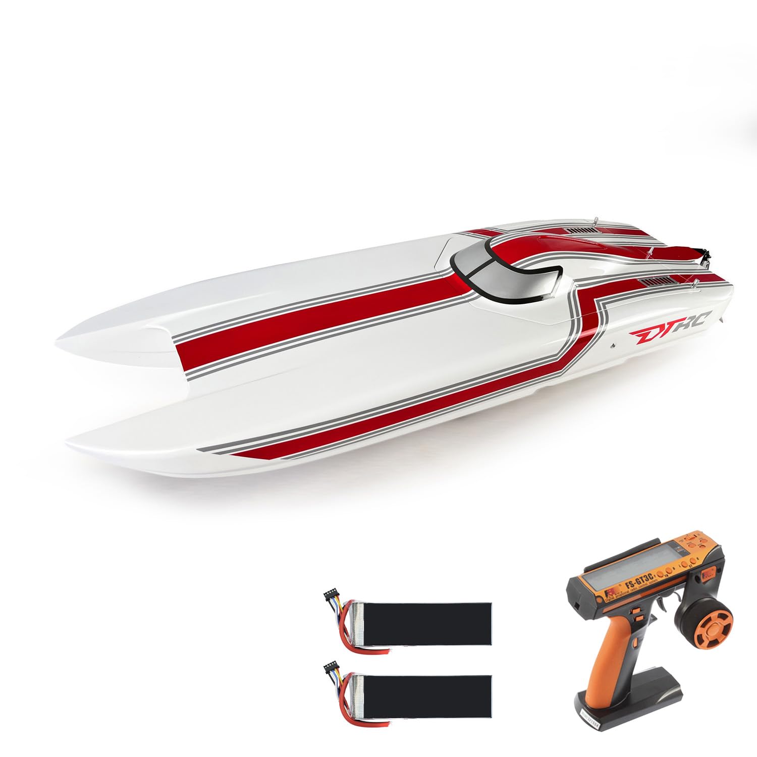 E51 100 km/h Fiberglas Rot Elektrisches RTR RC Boot W/Dual Motors Servos ESCs Batterien