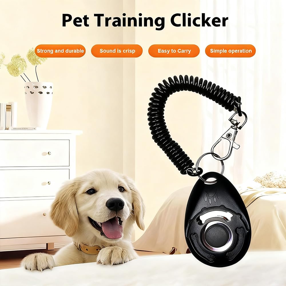 Clicker per Cani Addestramento Professionale con Laccetto Spirale Portatile Strumento Addestramento Cani Gioco Interattivo Educazione Canina