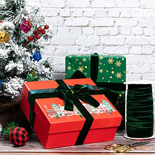 Chuangdi Christmas Vintage Velvet Ribbon Single Face Spool Satin Velvet Ribbon For Christmas Wreath Bow Diy Sewing Projects Gift Wrapping Floral Bouquets (Green, 1 Inch, 30 Yard) #TOP2