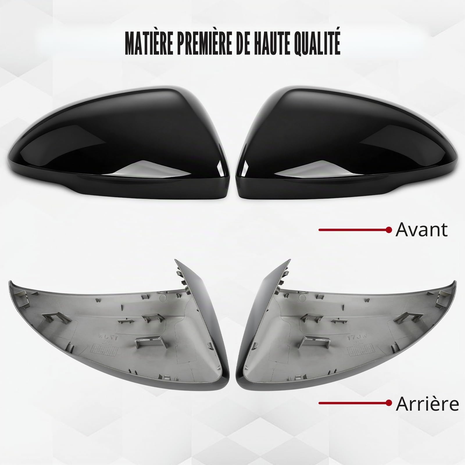 1 Par Capuchon de Rétroviseur Remplacement pour Opel Insignia B/Astra K, Coque Retroviseur Exterieur De Voiture Couvercle Capuchon de Retroviseurs (Noir)