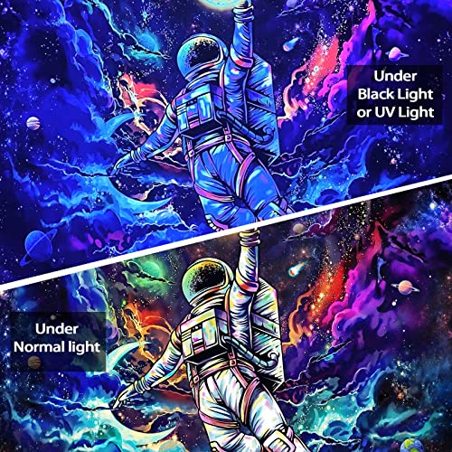 Kampdream Blacklight Astronaut Space Tapestry, Uv Reactive Galaxy Universe Planet Glow In Dark Tapestries For Men, Boys And Teens Cool Poster 36×48 Inch thumb #3