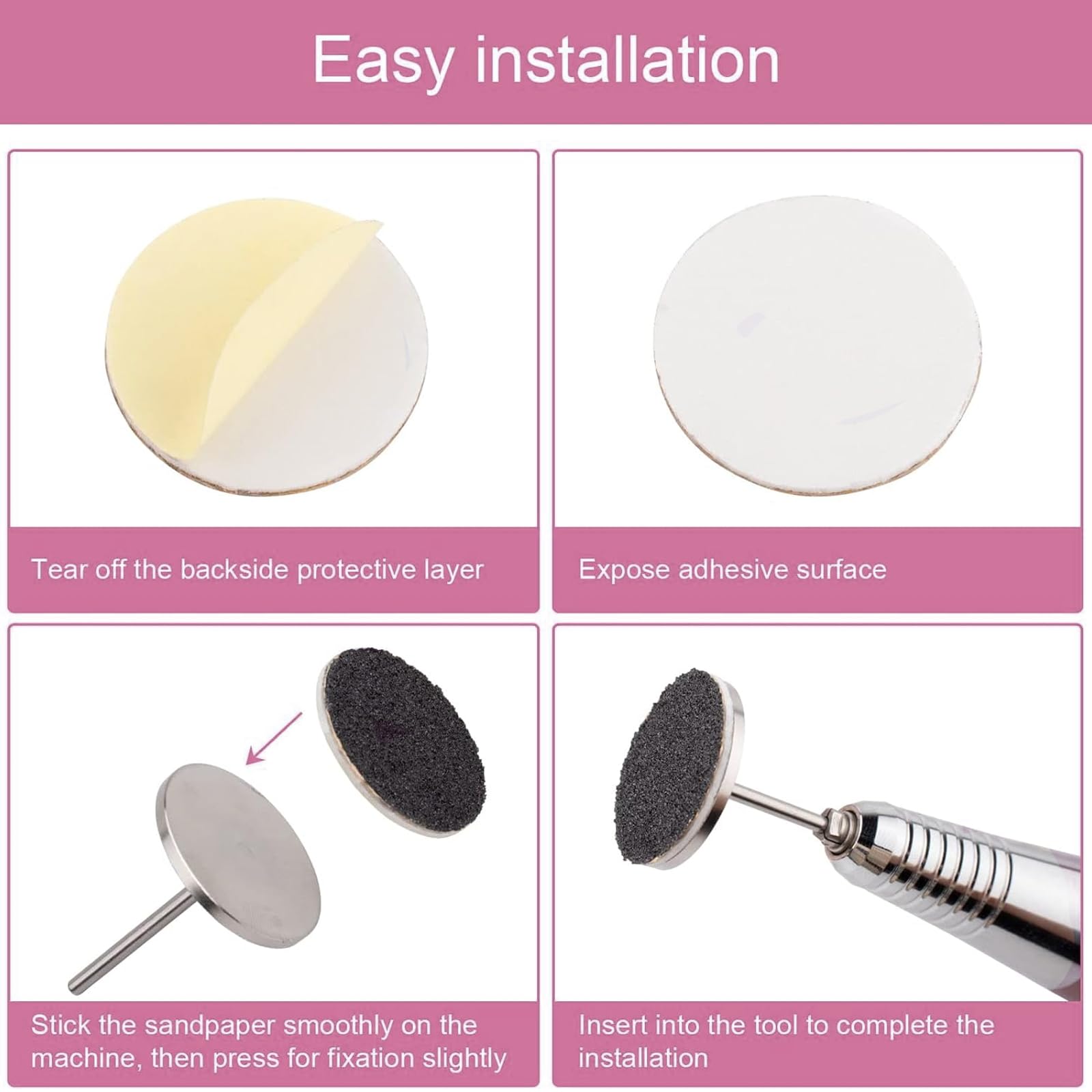 101pcs Herramienta De Pedicura, Papel De Lija Accesorio de Reemplazo de Herramienta de Pedicura de Discos con Eje Para Eliminar la Piel áspera, Seca Y Muerta Y Los Callos de los pies (25mm)