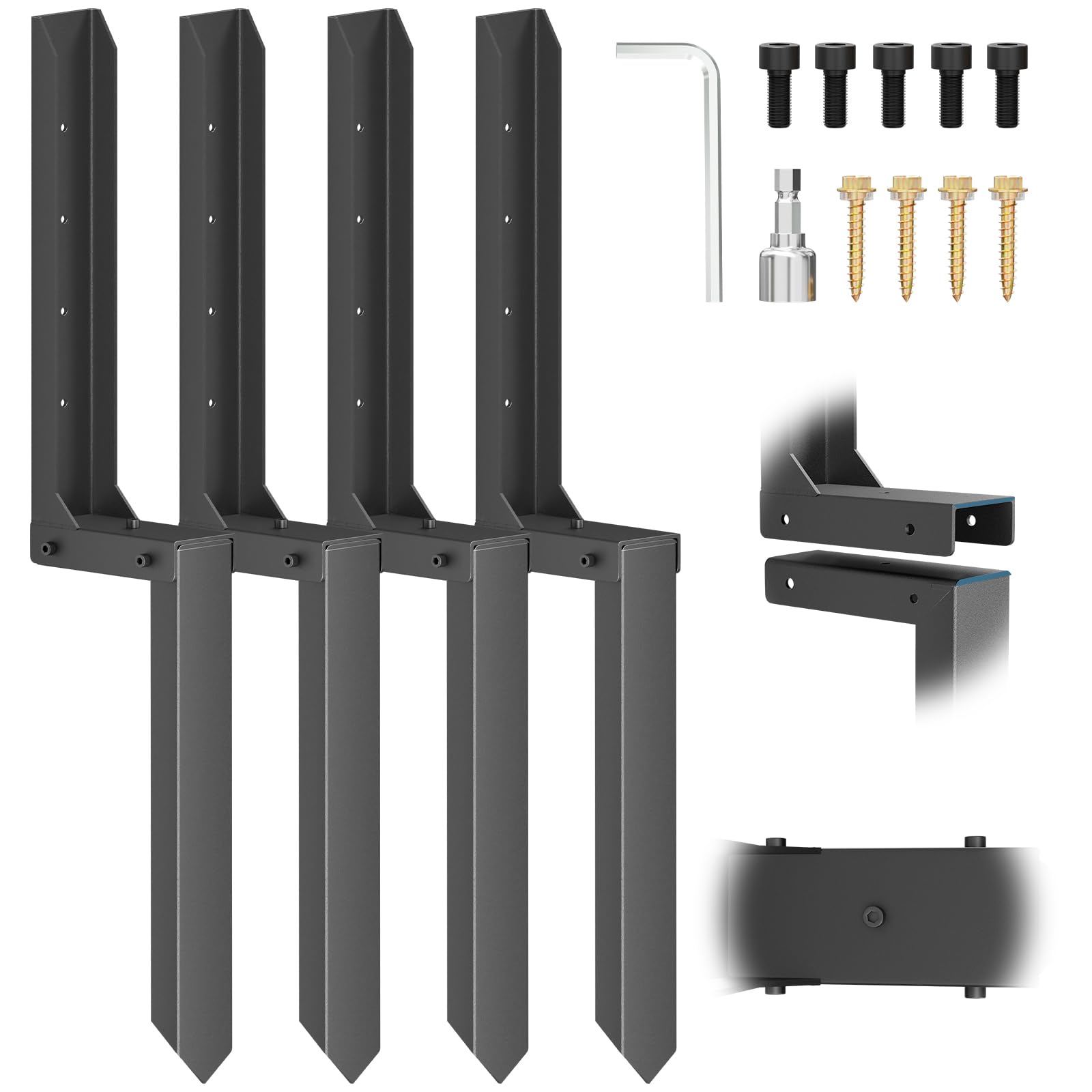 Photo 1 of Fence Post Repair Kit 4 Pack, 8mm Double-Layer Post Anchor for Wood Posts