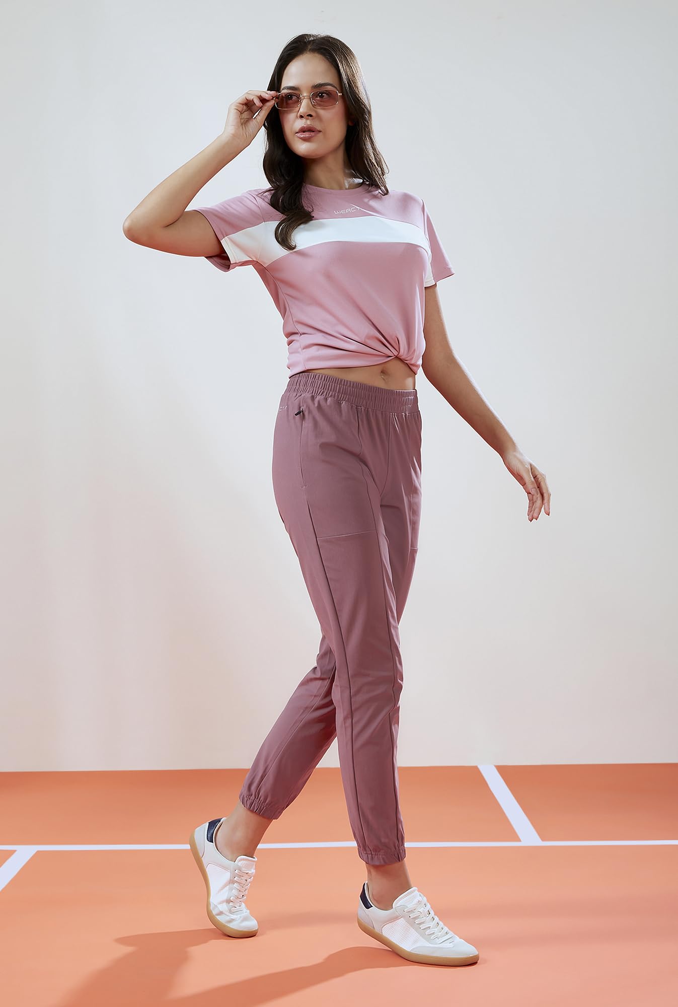 TECHNOSPORT Women Mid Rise Regular Fit Jogger for Gym, Workout & Sports - (WPW135FIG_Fig_S), Pink - Image 4 thumbnail