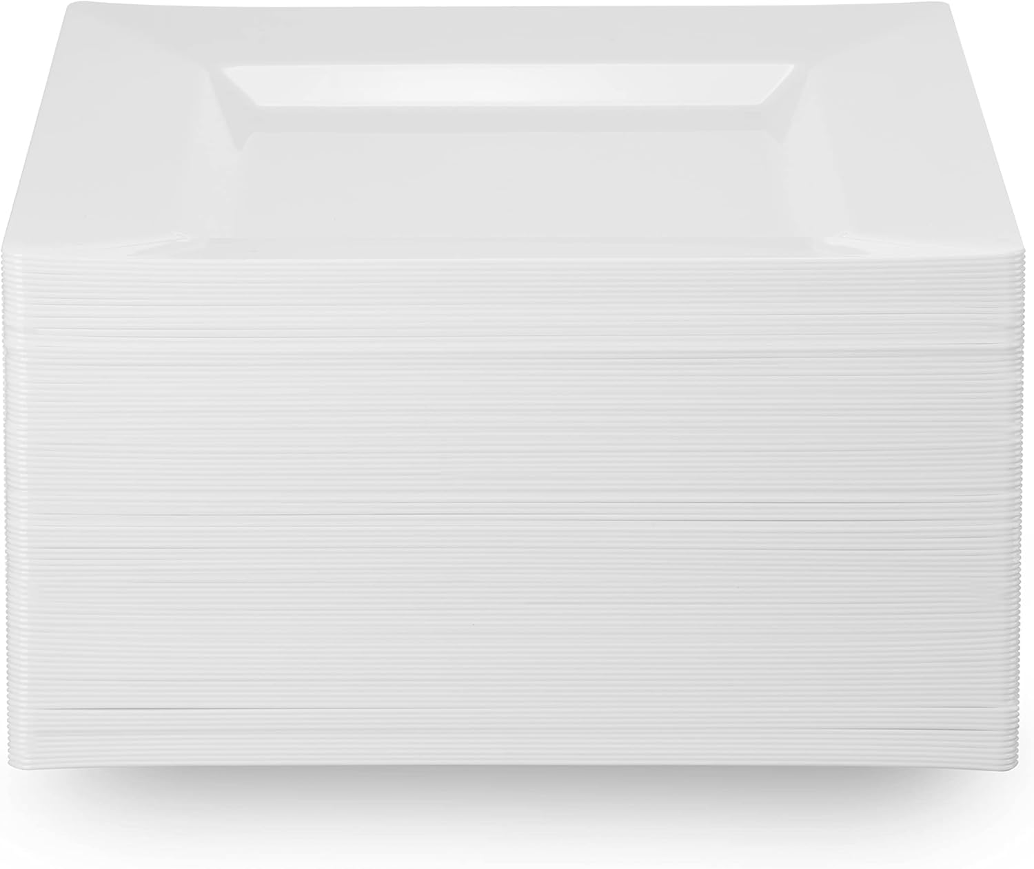 60 White Plastic Plates Set, 30 Pc 10.25 Inch Plastic Dinner Plates, and 30 Pc 7.5 Inch Plastic Dessert Plates, Fancy Disposable Plates, Heavy Duty Party Plates, Elegant Wedding Plates, Square Plates