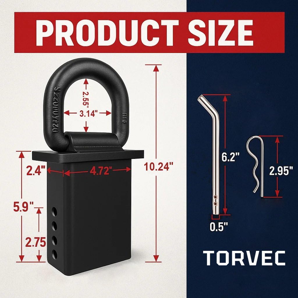 Stake Pocket D Rings Heavy Duty 18000lbs – Trailer Tie Down Anchors for Flatbed Trucks & Utility Trailers, 2"x4" Stake Pocket Mount with 1/2" Hitch Pin | 4PCS Trailer Accessories D Rings(Black) - Image 3