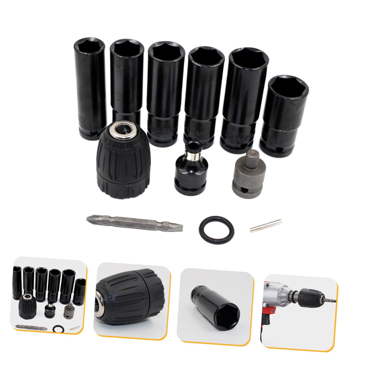 Artibetter Juego de Vasos de Impacto Eléctricos 12 Piezas 14-22 Mm