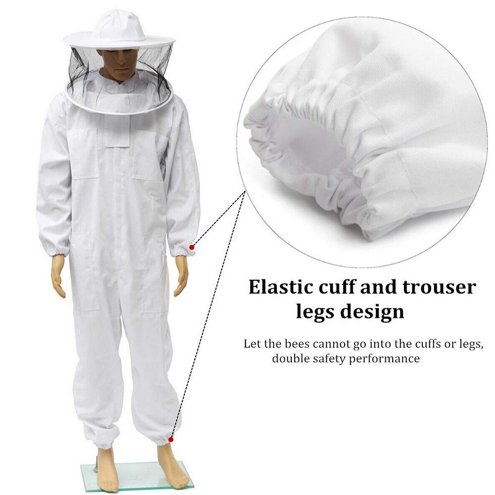 POHOVE Apicultura traje chaqueta apicultura con velo redondo profesional apicultura completa ventilada chaqueta apicultura ropa protectora para principiantes y comerciales apicultores