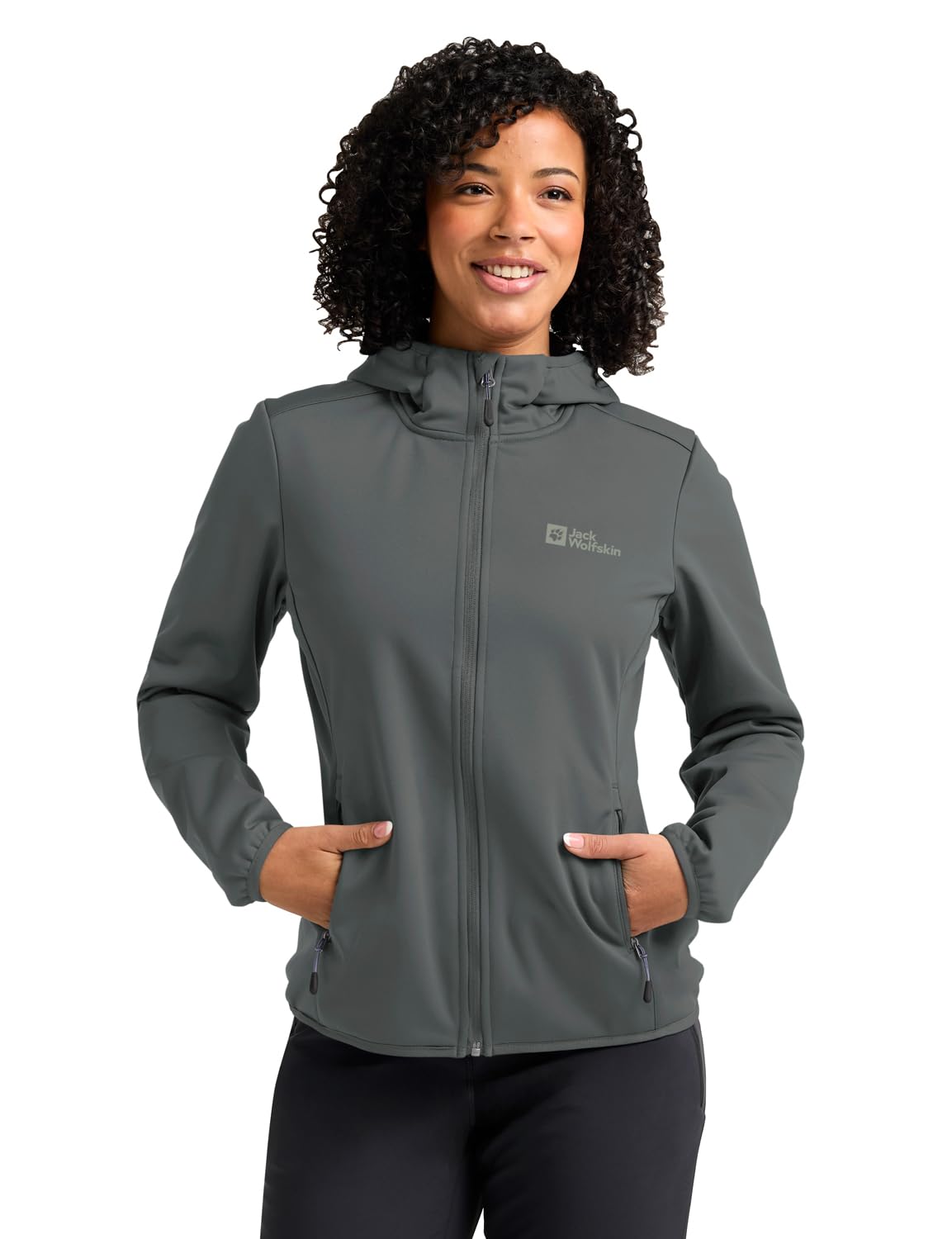 Jack Wolfskin Women's Windhain Hoody W Softshell Jacket, Slate Green, S