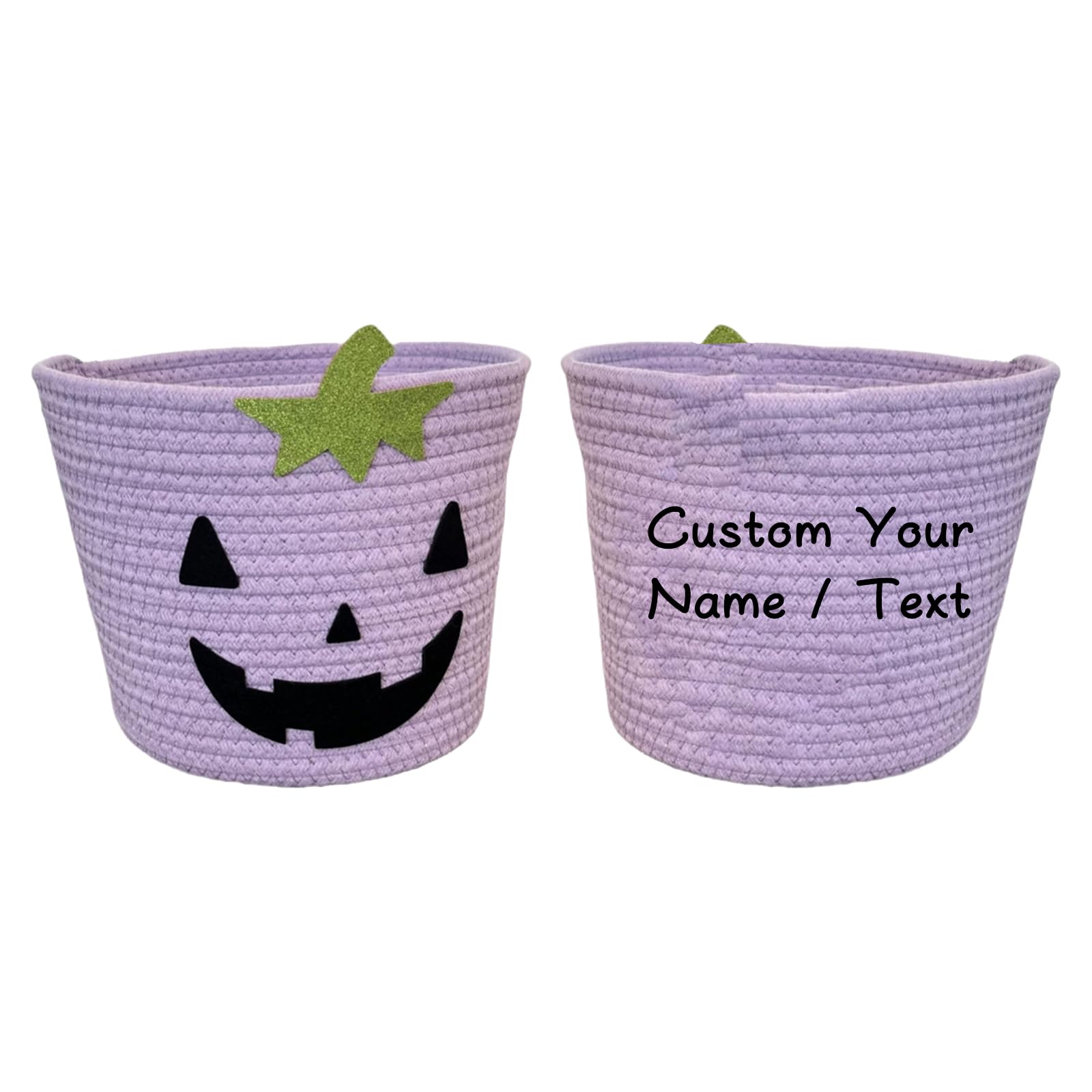 Personalised Halloween Pumpkin Bucket, Large Trick or Treat Basket，Purple