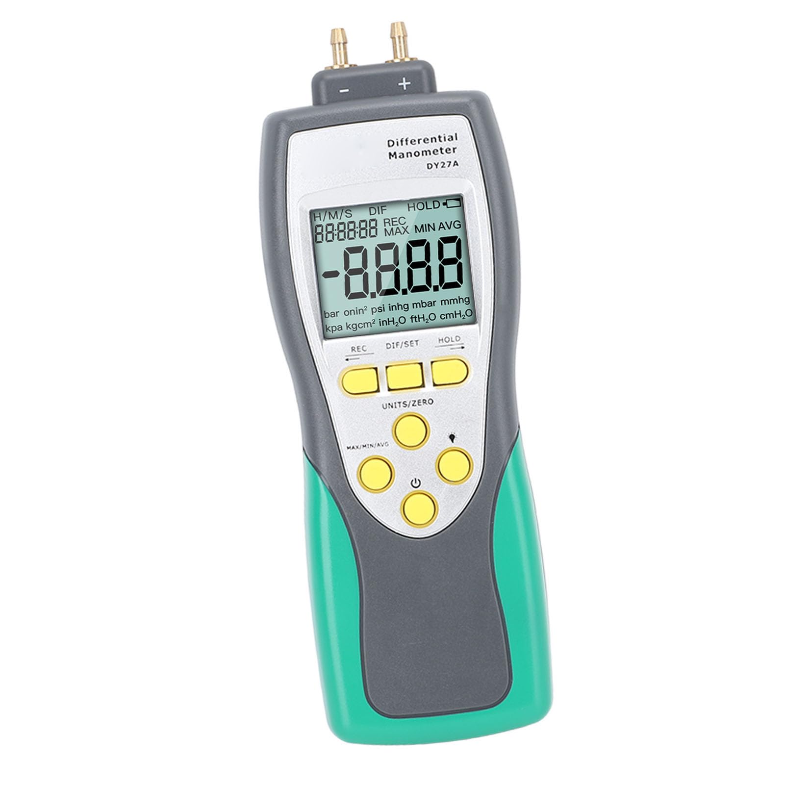 Manómetro Digital, Probador de Presión de Gas, 11 Unidades de Medida Seleccionables, Pantalla LCD Grande con Luz de Fondo, Básico para Frenar Líneas de Gas de Bomba de Vacío