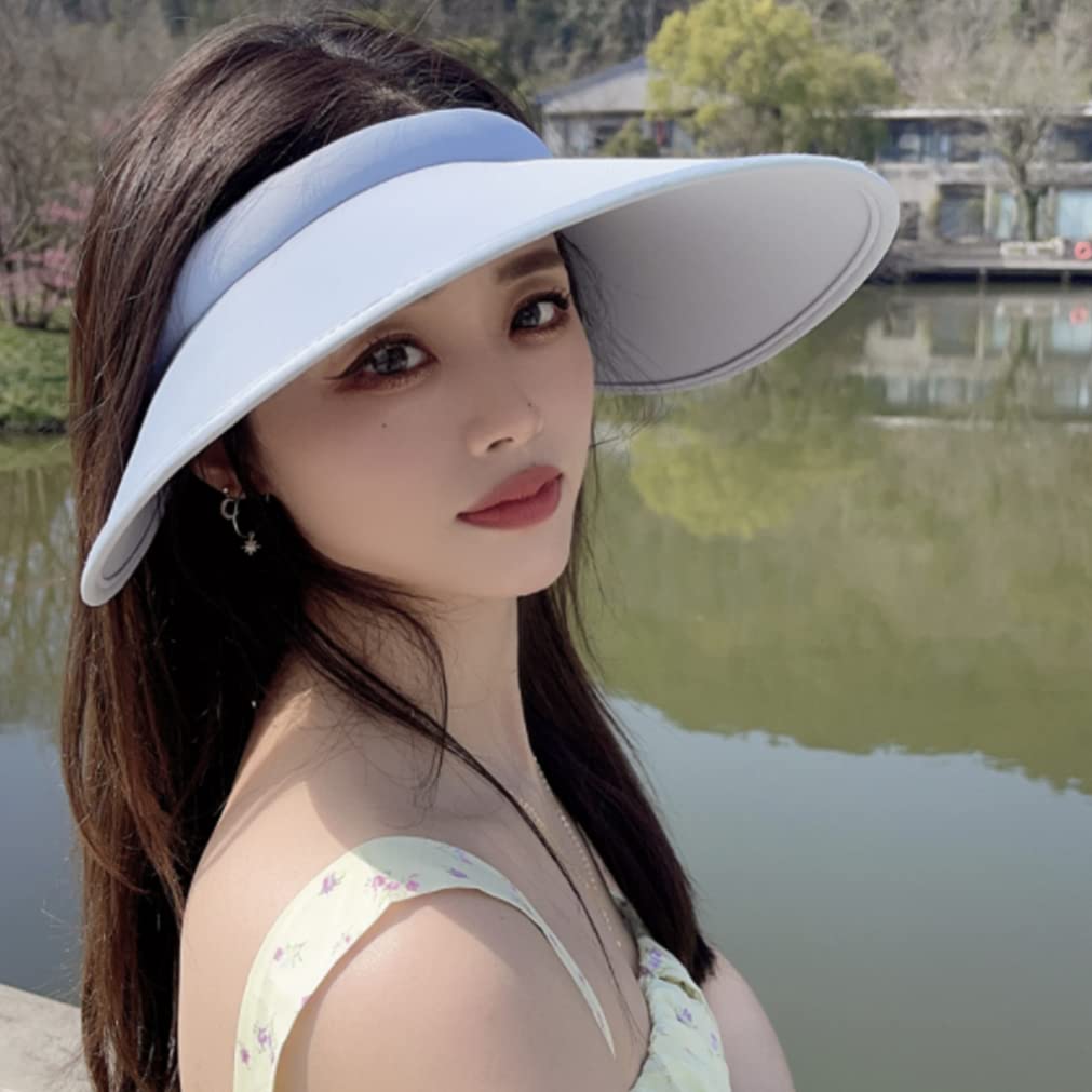 Chapeau de pare-soleil d'été pour femmes, protection UV à grand bord, casquette de chapeaux visière sport solaire pour femmes et hommes, visières pour le sport, le tennis, la plage, la pisc..