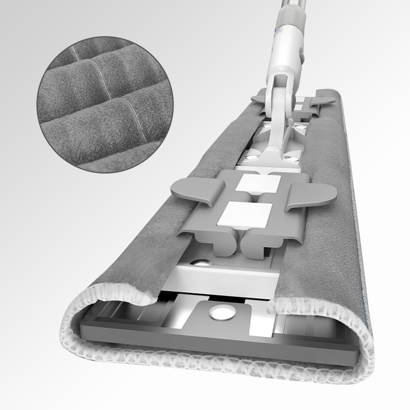 Large Flat Mop,Mopa extraplana con Mango de Acero Inoxidable Largo 130 cm,raspador,1 Almohadilla de Microfibra,para Cocina, baño, Limpieza de Paredes