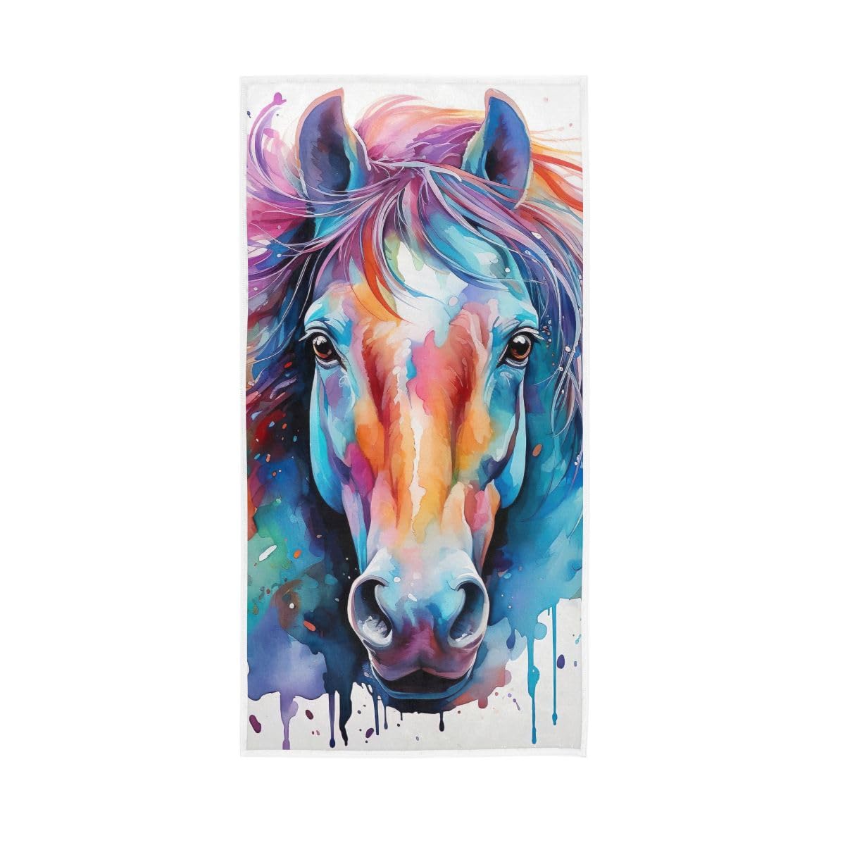 LSRCPD Watercolor Horse Hand Towels Soft Washcloths Cotton Hand Towels 15 x 30 Inch