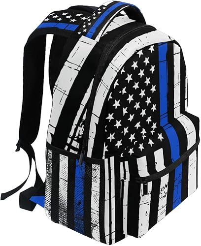 Miniatura 8 de Nerxy Blue Lives Matter - Mochila escolar ligera y fina con línea azul para niñas y niños, resistente, duradera, casual, básica, con bandera