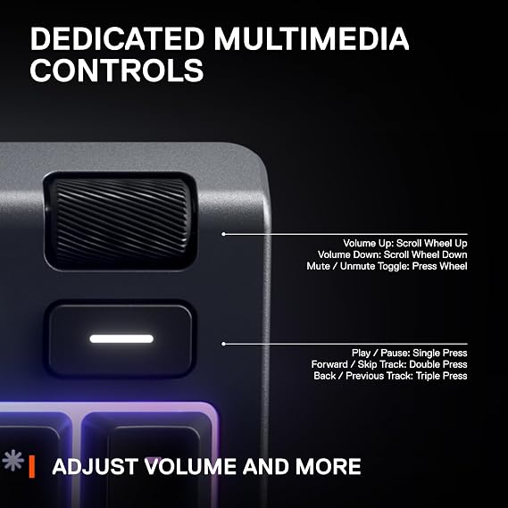 SteelSeries Apex 3 RGB Gaming Keyboard 10-Zone RGB Illumination IP32 Water Resistant Premium Magnetic Wrist Rest (Whisper Quiet Gaming Switch)