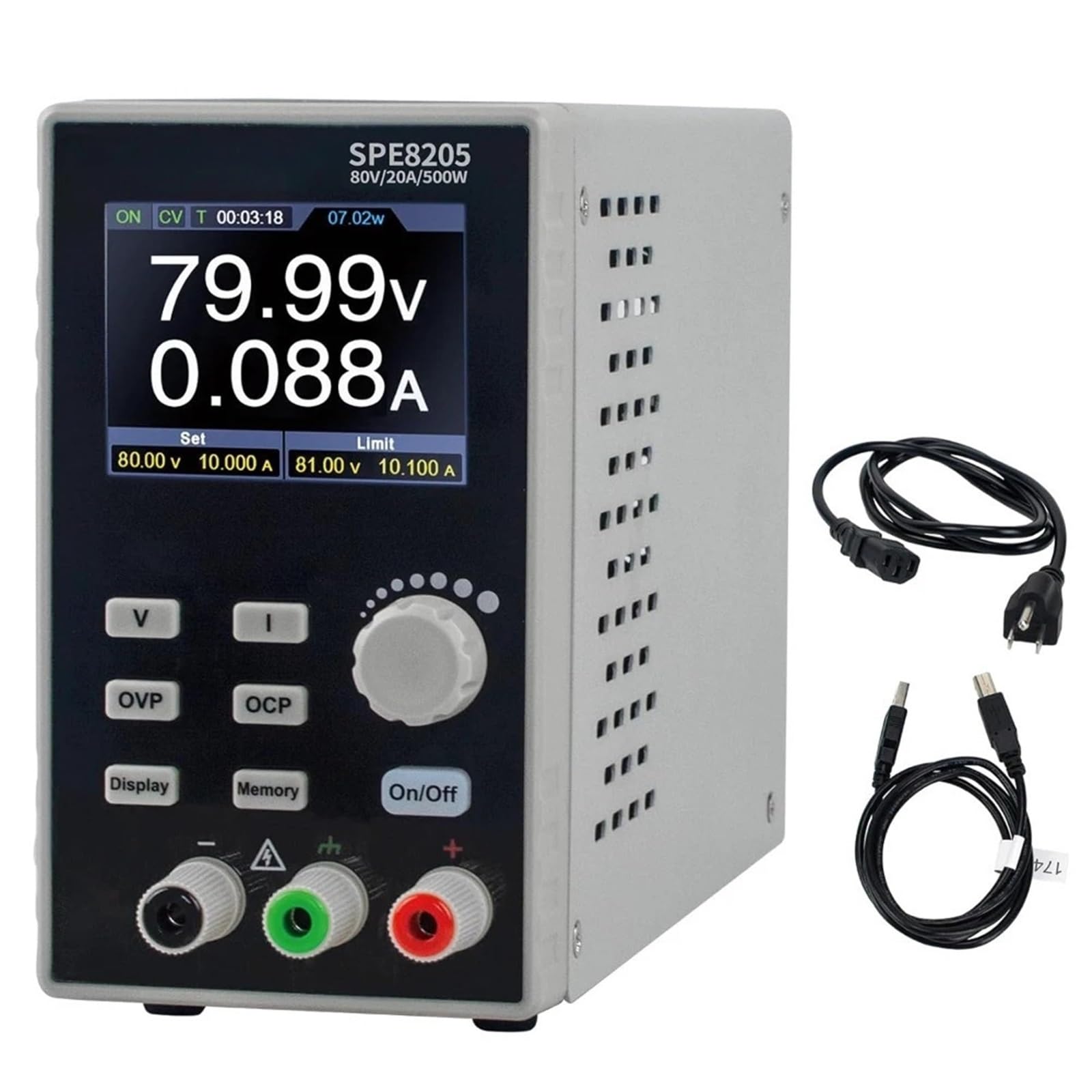 8205 DC Power Supply 0-80V 0-20A 500W Bench Lab Grade with LCD Display Enable Button