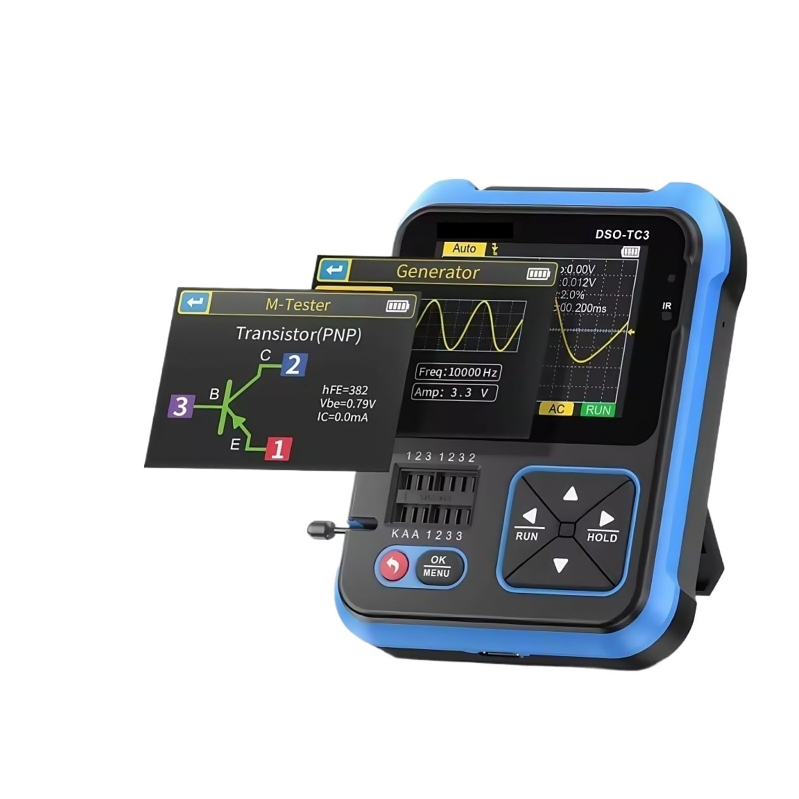 Osciloscopio Digital Herramienta de Prueba Forma Onda, transistores y osciloscopio Digital portátil 3 en 1