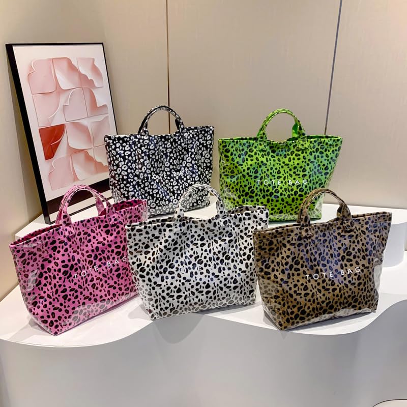Image of Large Tote Bags for Women PVC Clear Totes Bag Plastic Carry All Bag Kraft Paper Shoulder Handbag Hobo for Work Travel