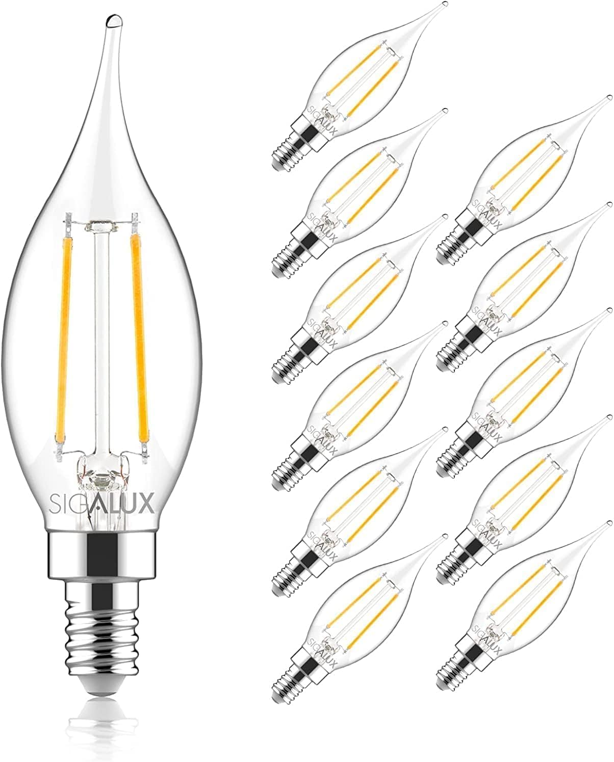 Sigalux Candelabra LED Light Bulbs Dimmable, E12 40 Watt