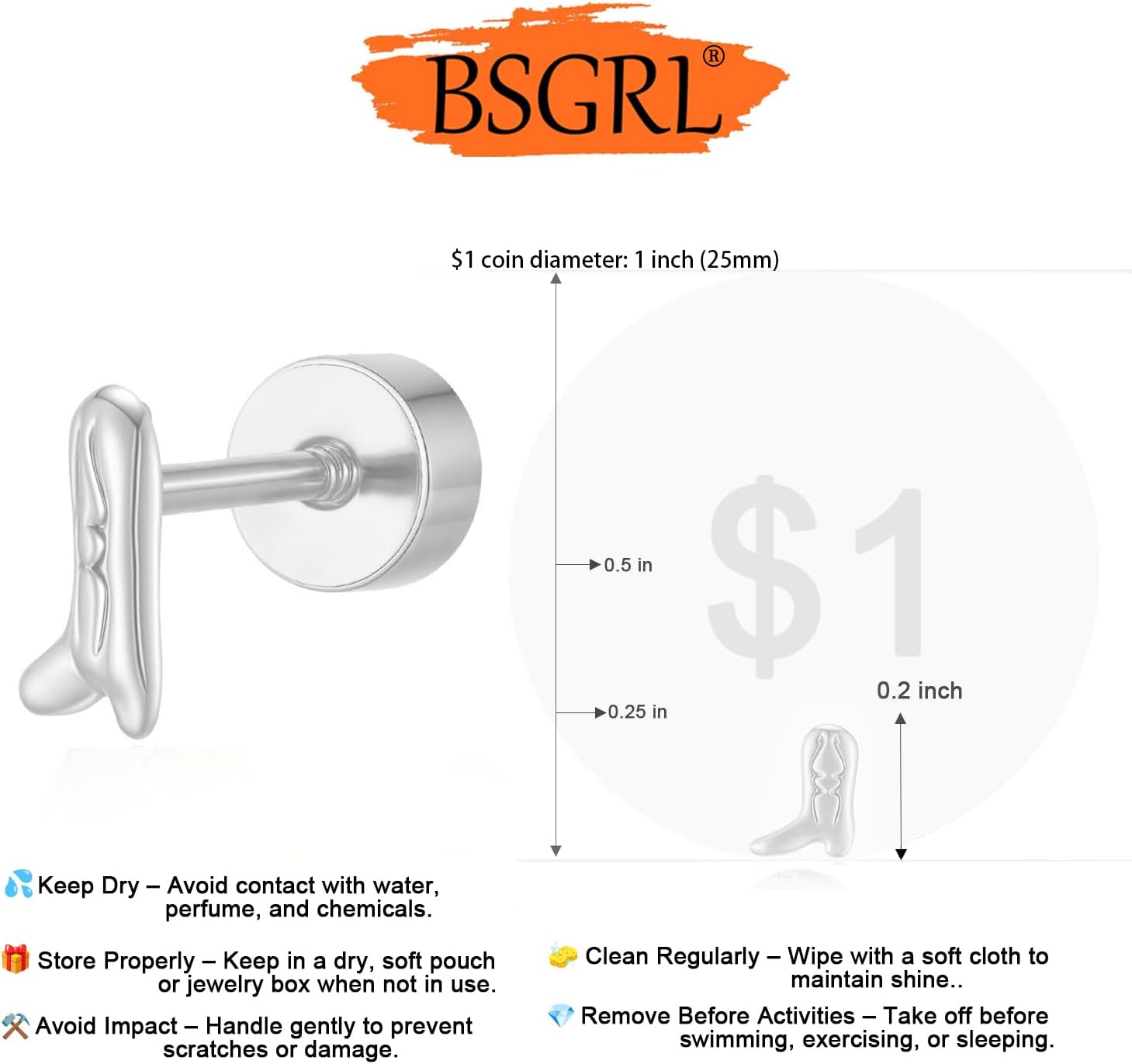 Flat Back Earrings- 14K Gold/White Gold Plated Tiny Bow Sun Moon Star Hammerhead Shark Dragon Cowboy Boot Palm Tree Softball Flatback Stud Earrings for Women Helix Jewelry - Image 6