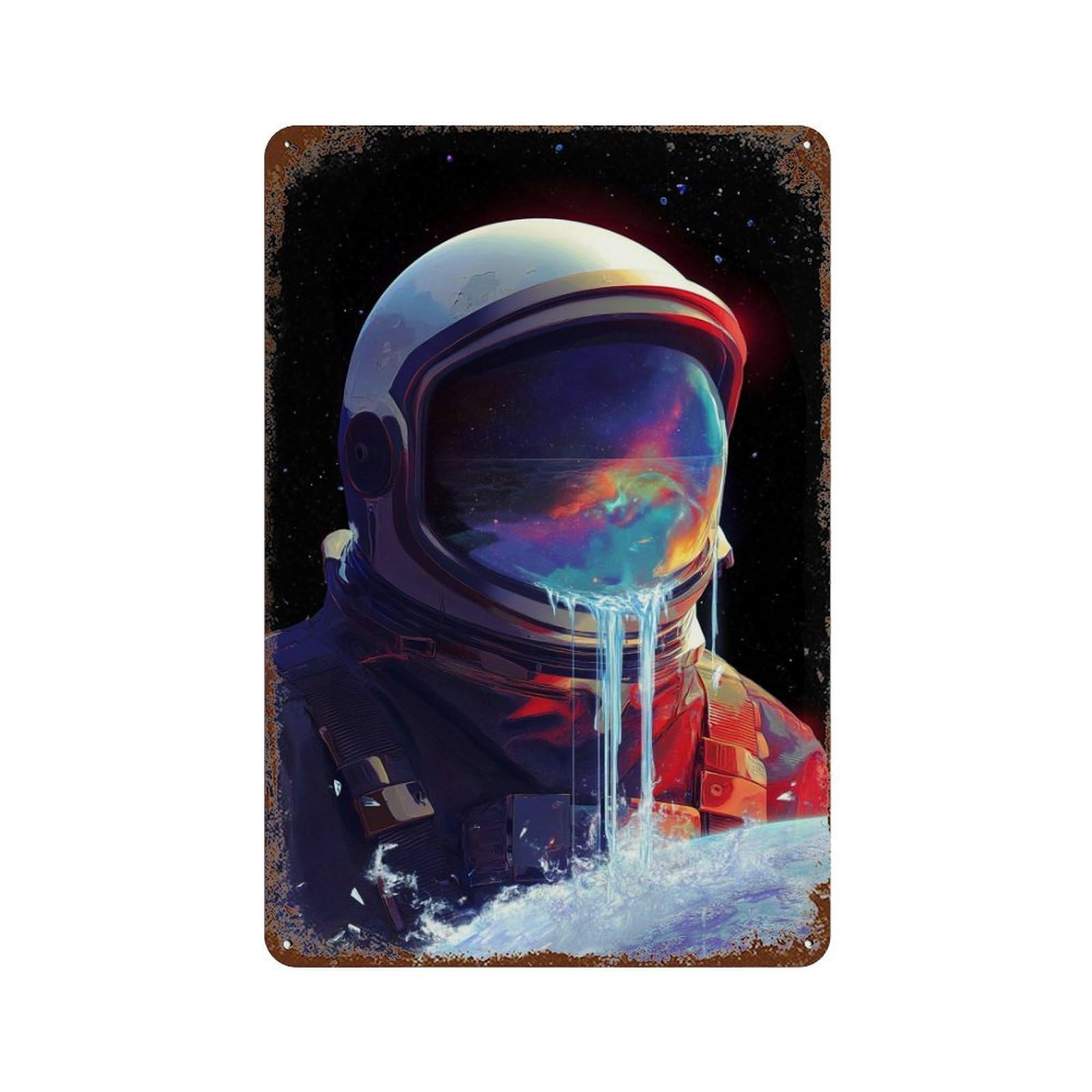 Cosmic Astronaut Helmet-9 Retro Metal Sign 11.8"x7.9", Farmhouse Wall Decor for Garage, Pub Or Kitchen