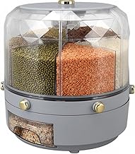 Multiple 6 Compartment Countertop Cereal Rice dispenser For Kitchen Grains Pulses Dry Food Beans Wheat (Grey)