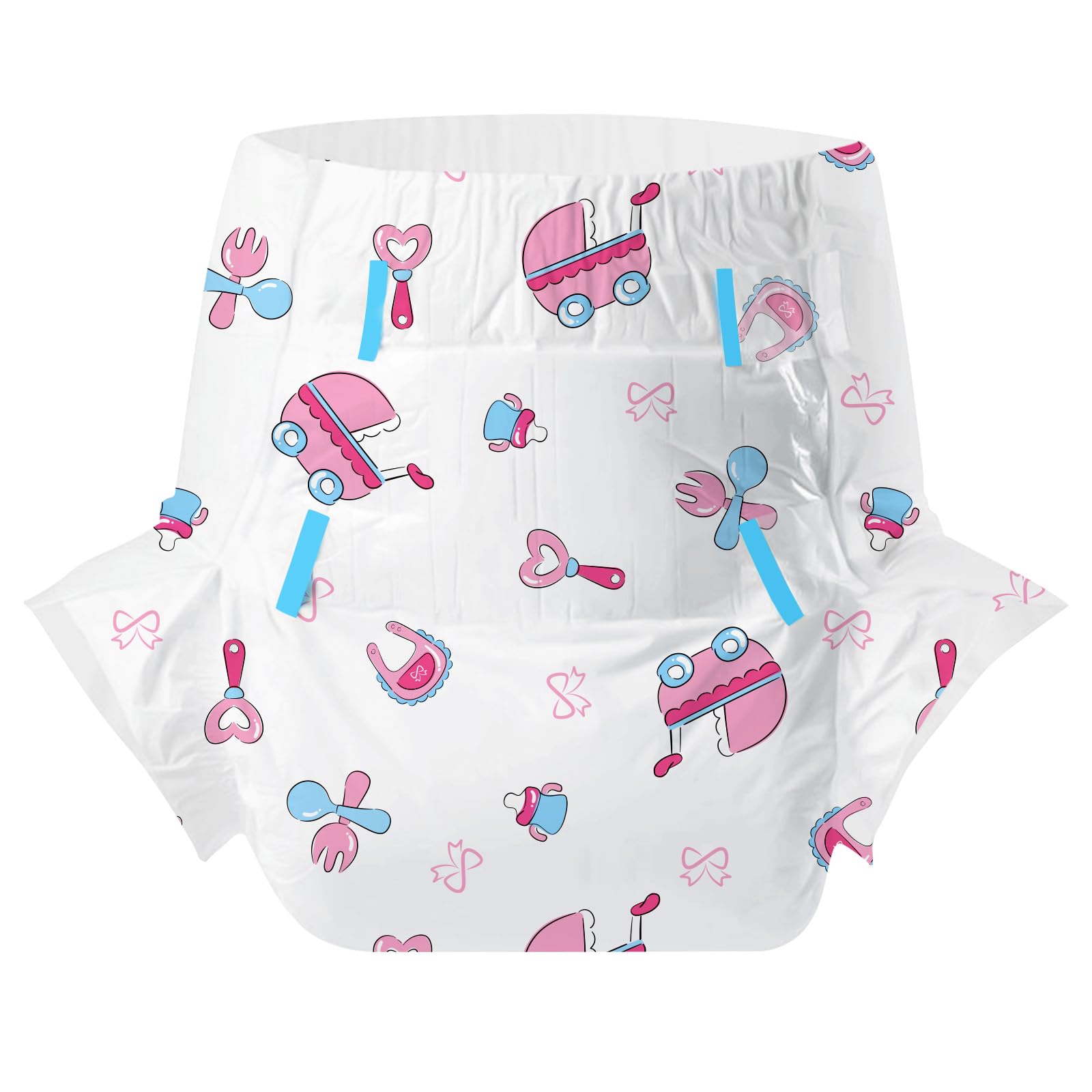 CutiePlusU Windeln für Erwachsene 10 Stück, Einweg-Inkontinenzslip mit Laschen für Frauen und Männer, maximale Saugfähigkeit über Nacht- Baby Dream (Groß 37"-47")