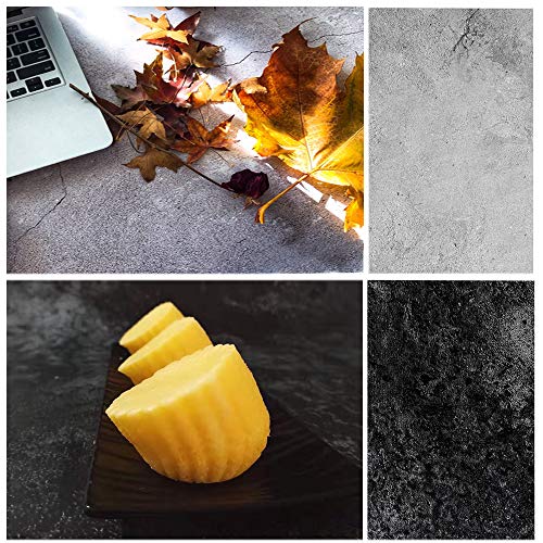 Selens 2-in-1 Wood Backdrop Concrete Background Photography Backgrounds Flat Lay Food Photography Backdrop Paper for Blogger YouTube Table Top Photo Studio Photography - 22x35Inch 3Pack
