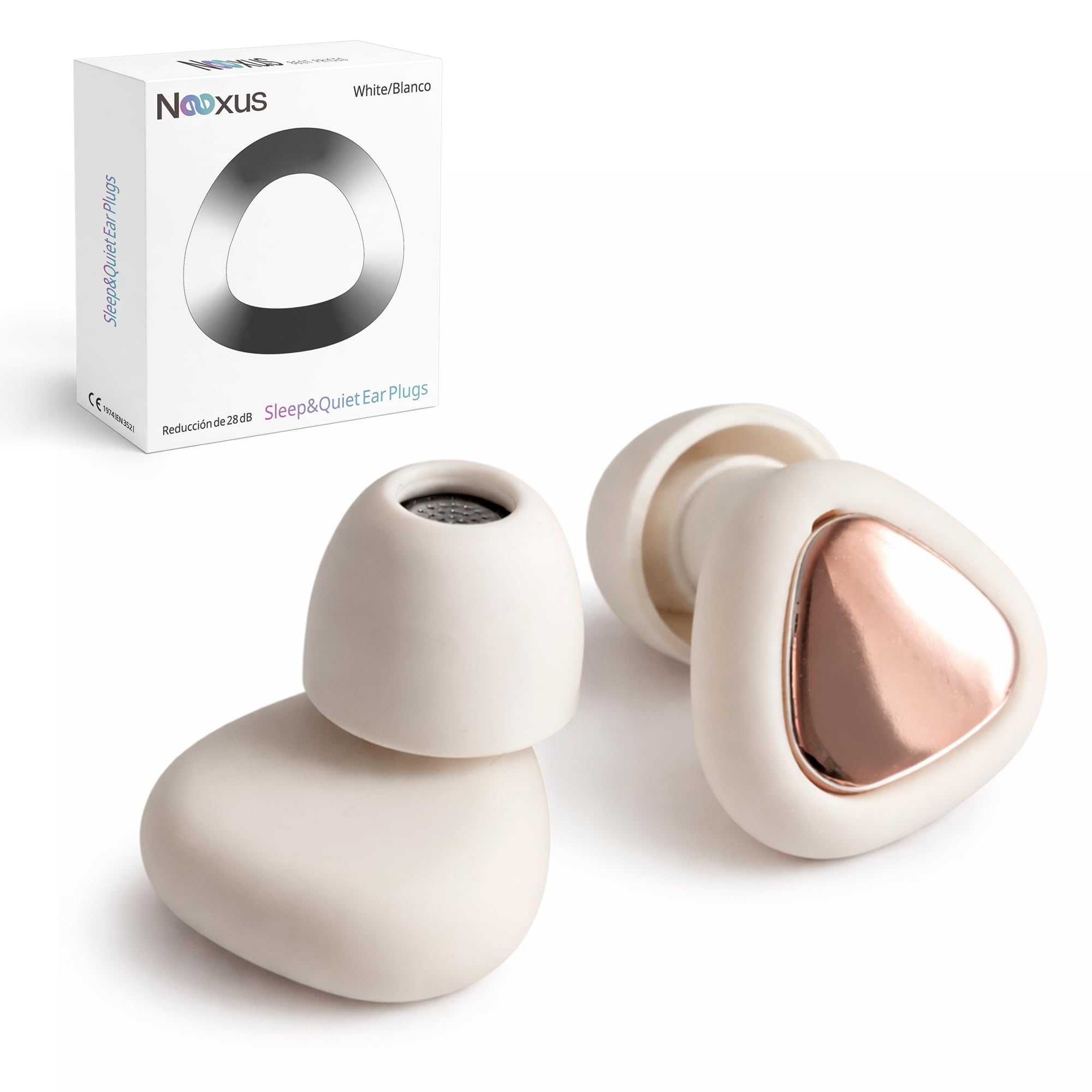 Nexus® Sleep&Quiet Tapones Oídos Ruido Dormir de Lado. Reducción de Ruido 28dB, Silicona Reutilizable, 4 Tallas (XS-L) Concentración, Insomnio y Viajes. Cero Presión AntiRonquidos.