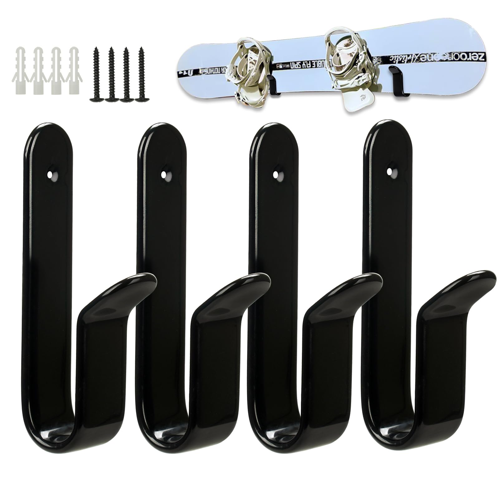 Rolitwils Snowboard Wall Mount Clips, Horizontal Skateboard Wall Mount，Snowboard Display Stand for Room, Garage