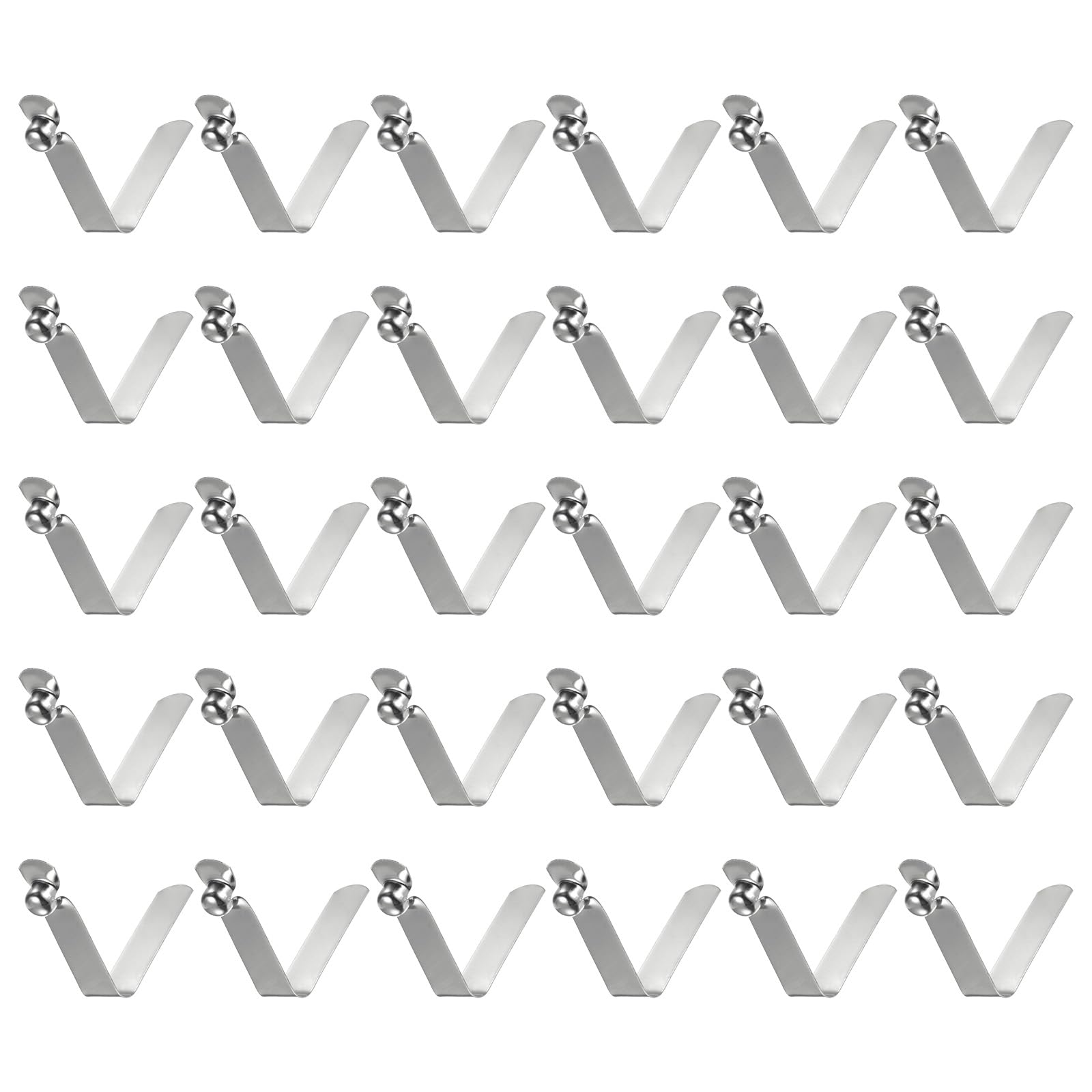 HARFINGTON 30pcs Single Button Kayak Paddle Snap Spring Clip 8x7x42mm 65Mn Spring Steel V-Shaped Hollow Lift Telescopic Locking Tube Pole Clips for
