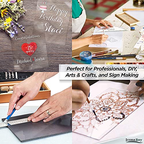 Image of Icona Bay PET Plexiglass, Thin & Flexible Plastic Sheets (24x36 x 0.03 inch, Clear, 3 Pack), PET Sheeting is Pliable Unlike Acrylic, Easy to Cut for DIY Art Projects & Protective Barriers