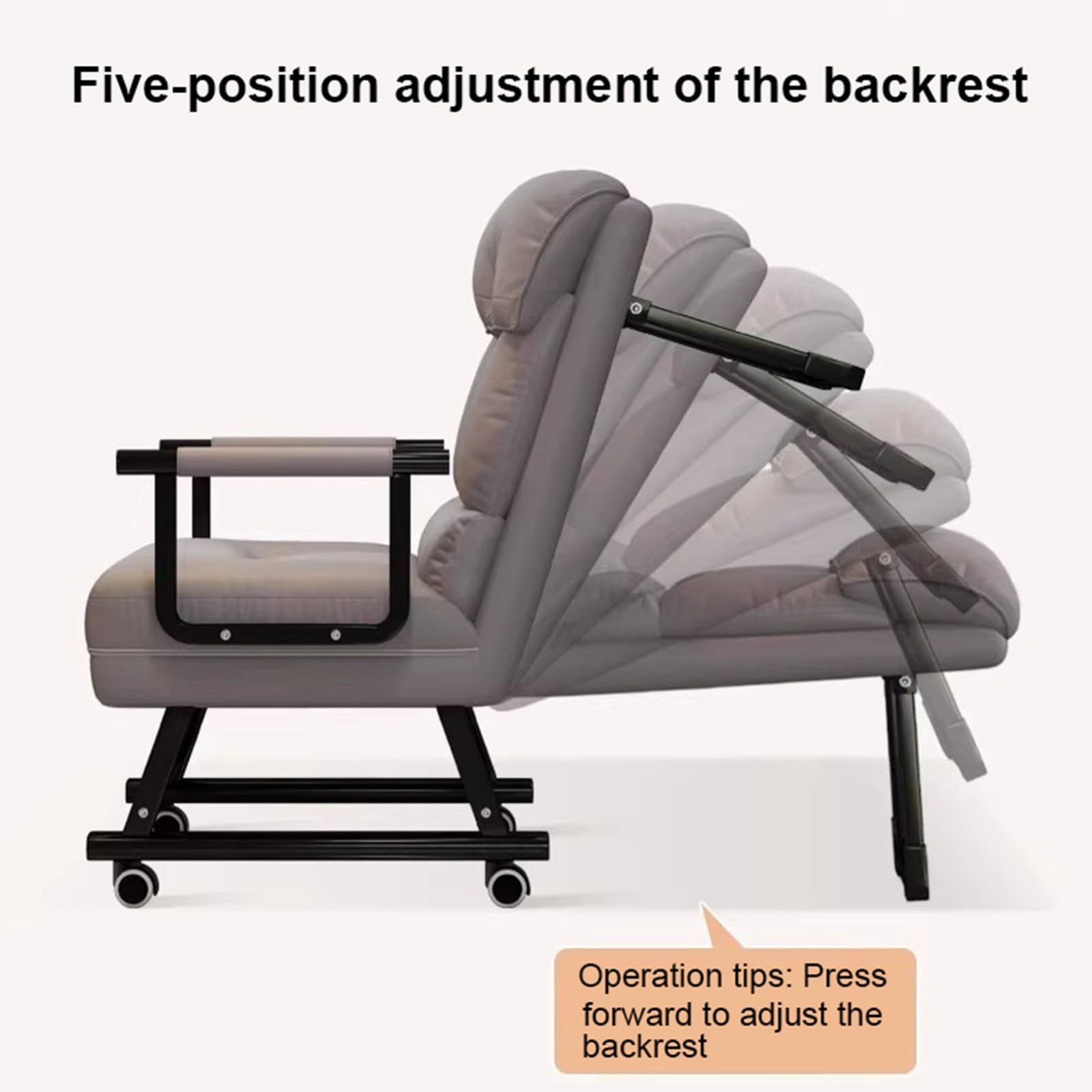Poltrona Salotto Relax Imbottita,Poltrona Moderna con Braccioli e Schienale Reclinabile Regolabile,Poltrona Letto Pieghevole 2 in 1 per Seduta e Riposo,per Ufficio N,75CM