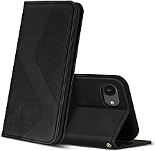Case for iPhone 16e, PU Leather Mobile Phone Case with Card Slots and Stand Function, Leather Flip Wallet Case Protective Case for iPhone 16e (Black)