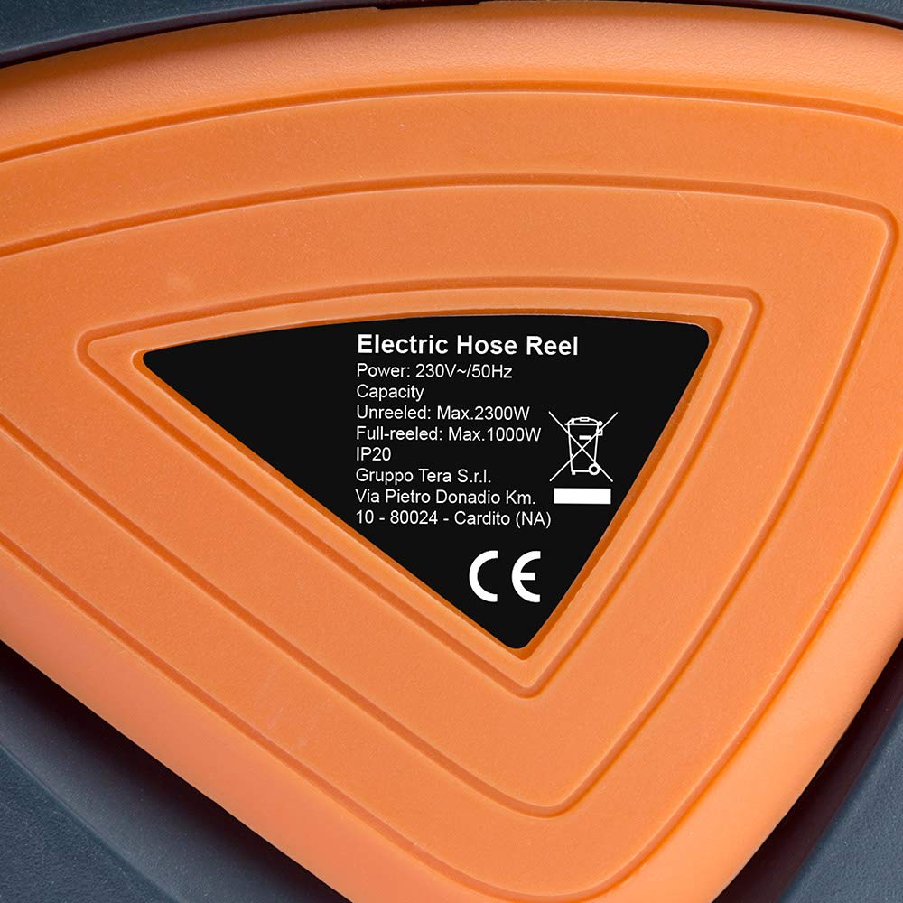 Bakaji Avvolgicavo Elettrico con Cavo 15 mt Presa Shucko Fissaggio a Parete Muro Sistema blocco automatico, Salvaspazio Accessorio Avvolgitubo Prolunga Elettrica Professionale e Fai da Te