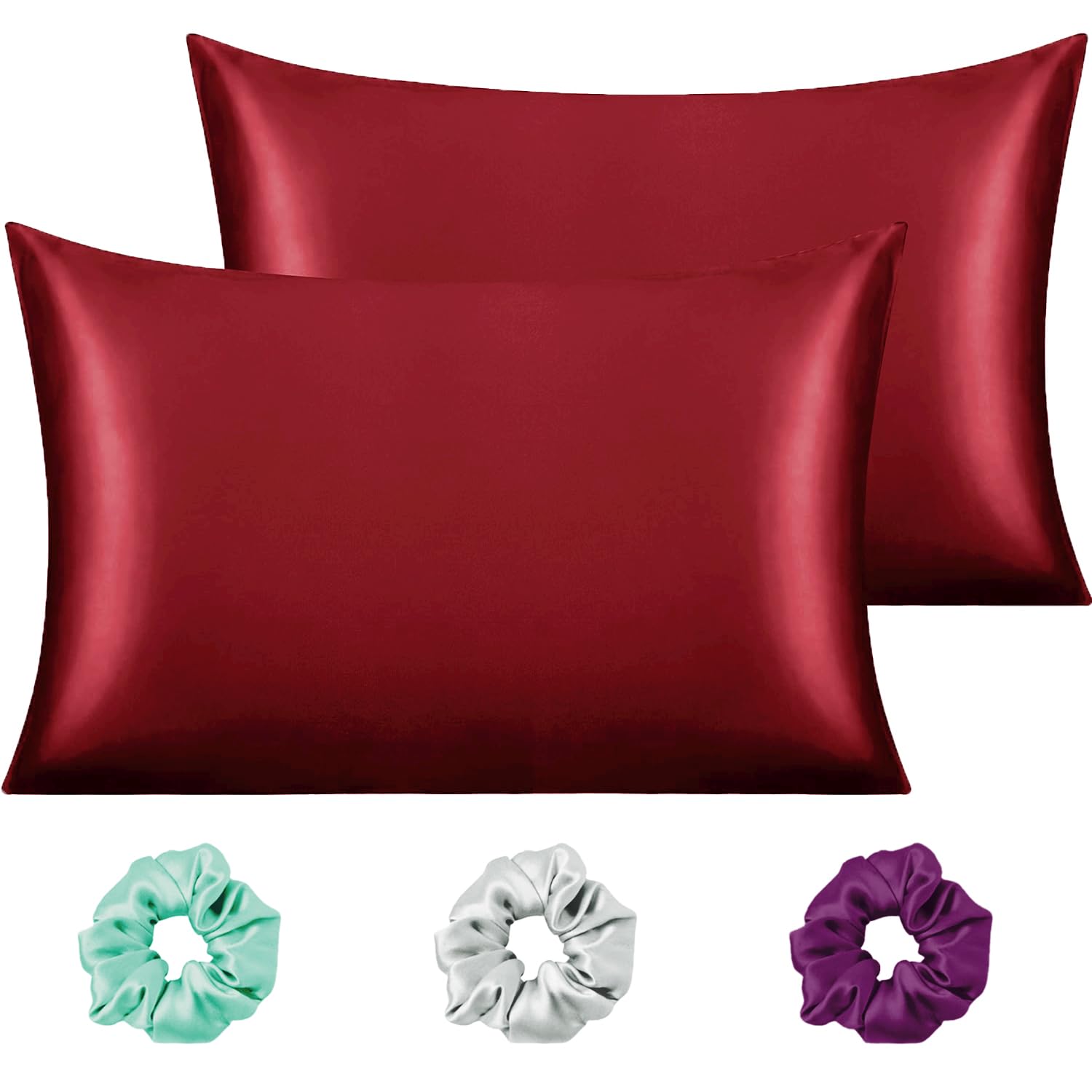 Cloth Fusion Satin Solid Pillow Cover Set Of 2 For Hair And Skin With 3 Satin Soft Scrunchies For Women,Satin Pillow Cases With Envelope Closure End(17"X27" Inches,Crimson Red), 400 TC (B0C24BF694) Amazon Price History, Amazon Price Tracker