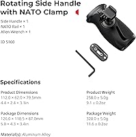 Vista 7 de SMALLRIG Mango lateral giratorio con botón de presión y abrazadera NATO, para mano izquierda y derecha, mango lateral giratorio 360° con silicona