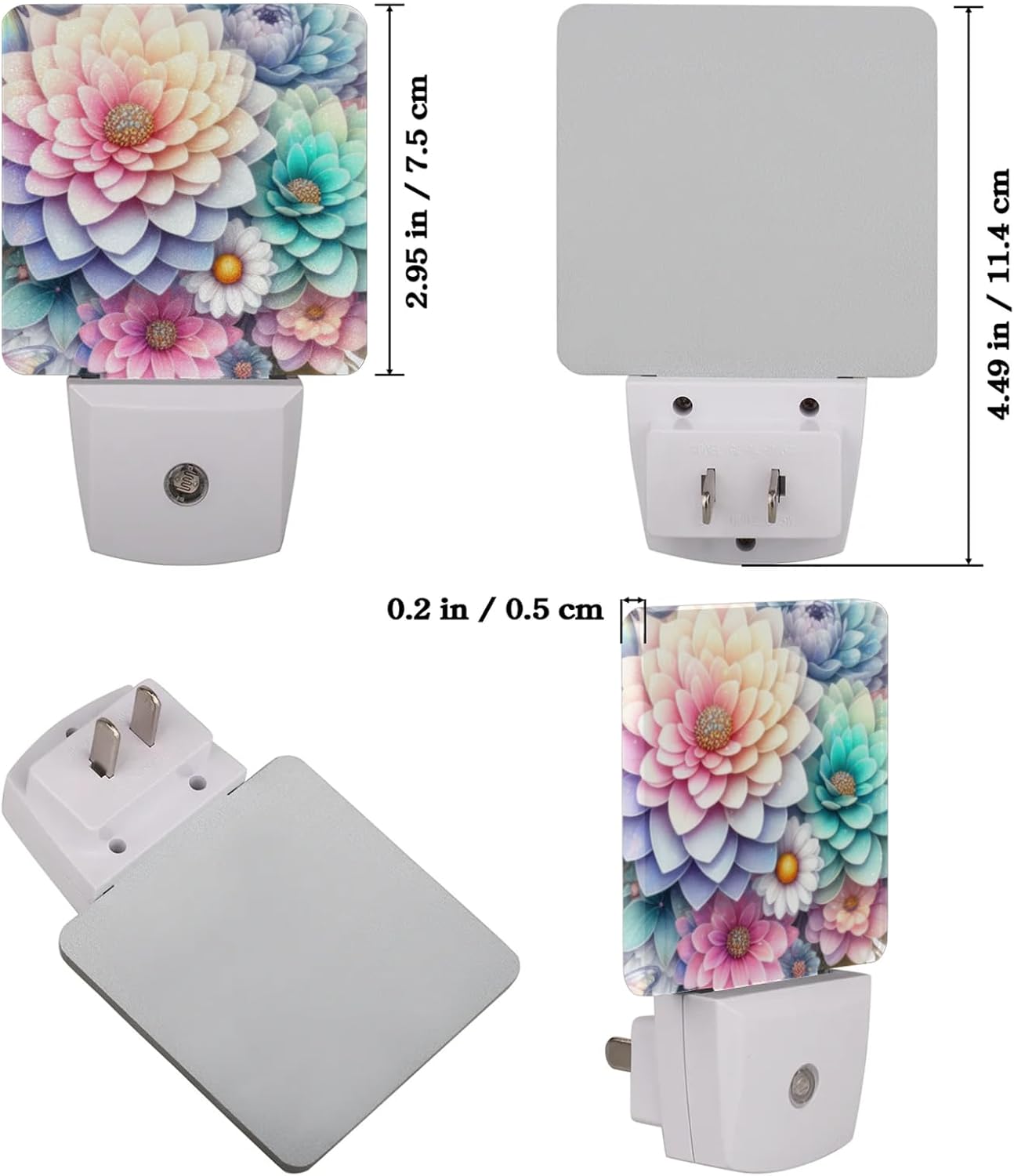 Pardick Color Flower Floral Plug in Night Light Set of 2 LED Nightlights Auto Dusk to Dawn Sensor Nightlight Lamp for Kids Boy Girls Room Bedroom Bathroom Kitchen Hallway Nursery Stairs Decor