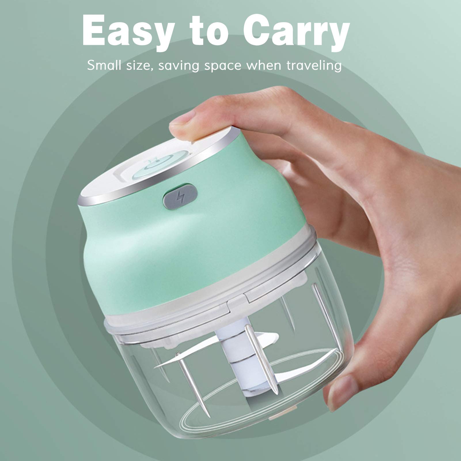 Mini picadora de ajo eléctrica con carga USB, portátil, para verduras, frutas, carne