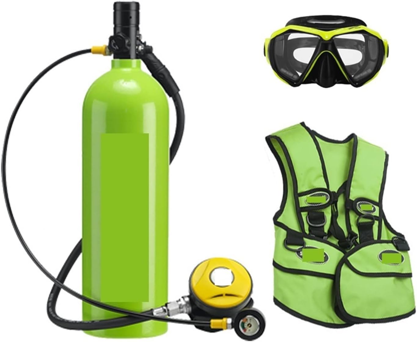 Scuba Tank Kit, 2L Diving Respirator Diving Equipment Aluminum Bottle Gas Cylinder Adult Swimming Snorkeling Snorkel Residual Pressure Gauge for Underwater Work/Underwater Recreation
