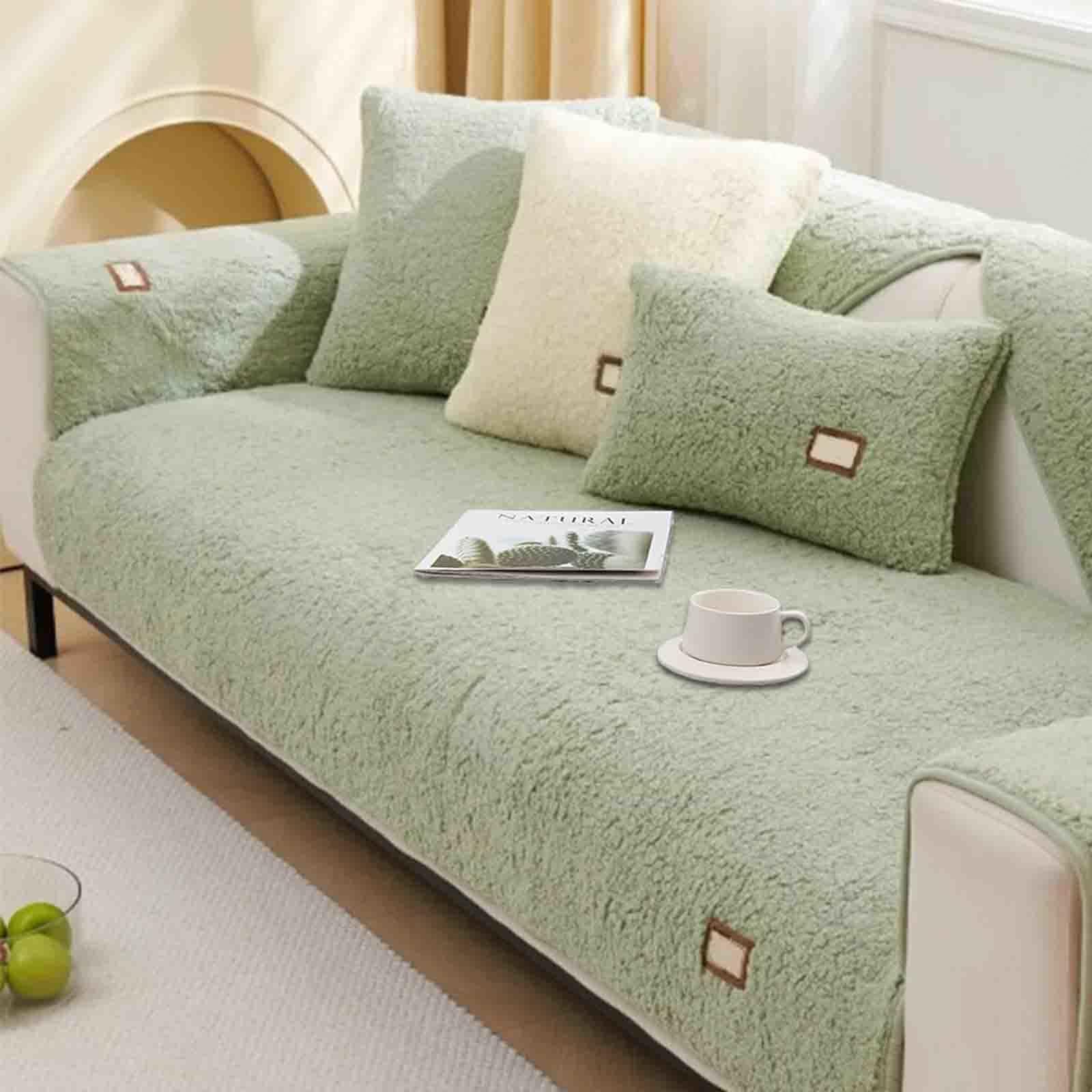 YSZBD Funny Fuzzy Sofa Cover 3/4/2/1 Seater Recliner I/u Shape Sofa Covers Corner Sofa Sofa Cushion Covers Winter Thick Plush Machine Washable Gray,#49-70x150cm